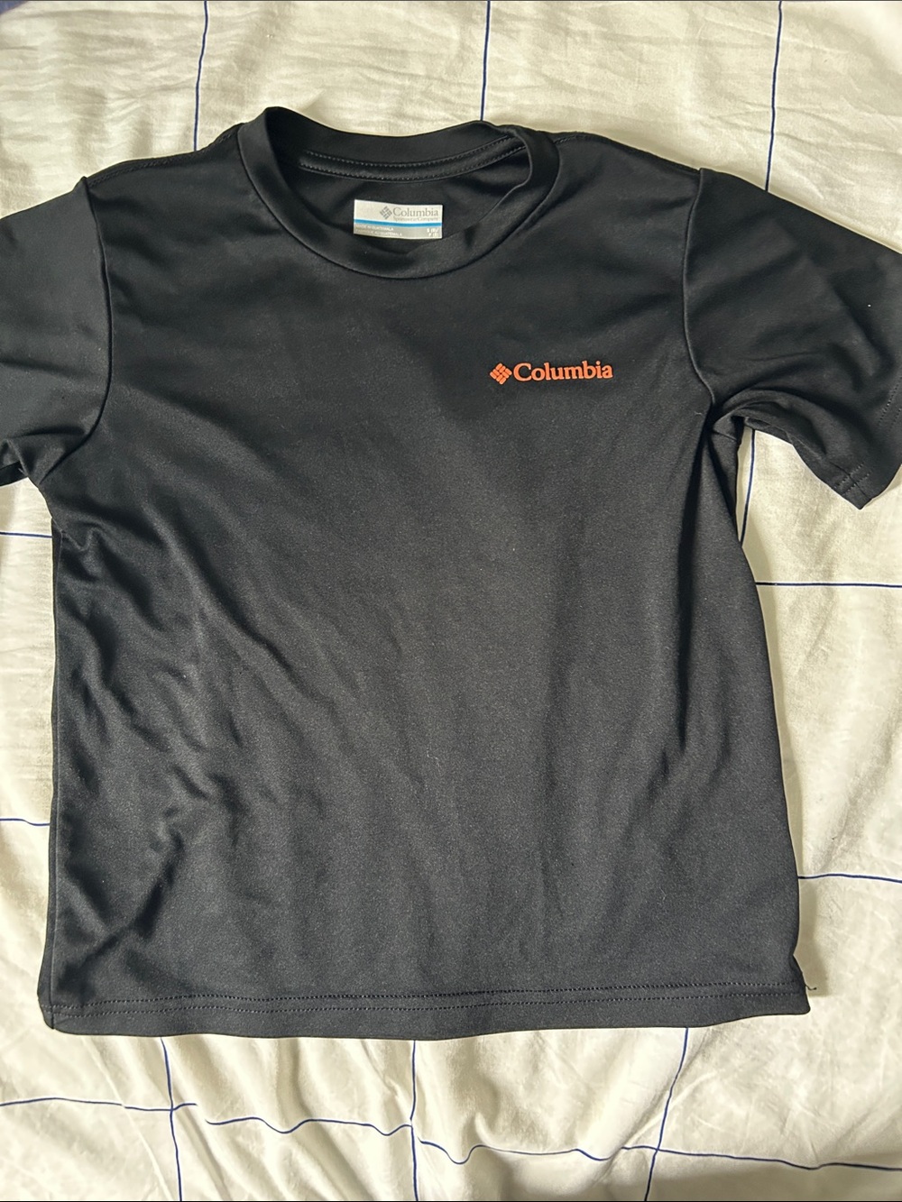 6-7 year / Boys T shirt - Columbia Black Short-Sleeve Tee with Orange Logo